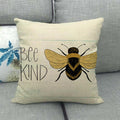 Little Bee Pattern Printed Linen Pillow Cover