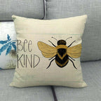 Little Bee Pattern Printed Linen Pillow Cover