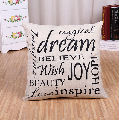 English Alphabet Linen Sofa Pillow Cover
